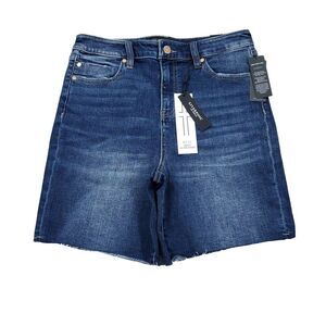 Liverpool 7" High Rise Kristy Jean Shorts Cut Raw Hem Stretch Size 6 28 Blue